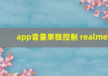 app音量单独控制 realme